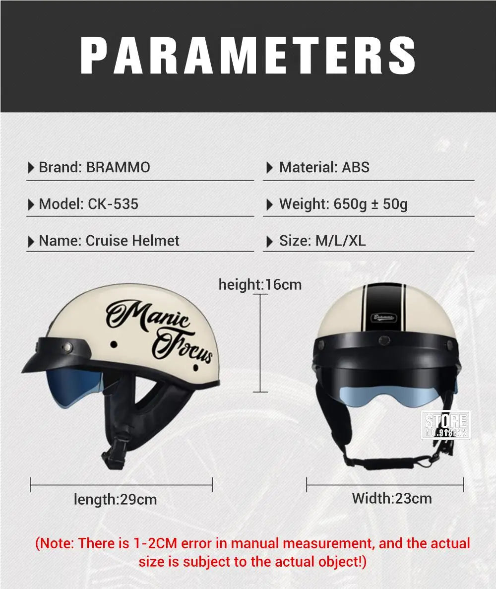 HEROBIKER Retro Half Motorcycle Helmet (DOT, HD Visor)