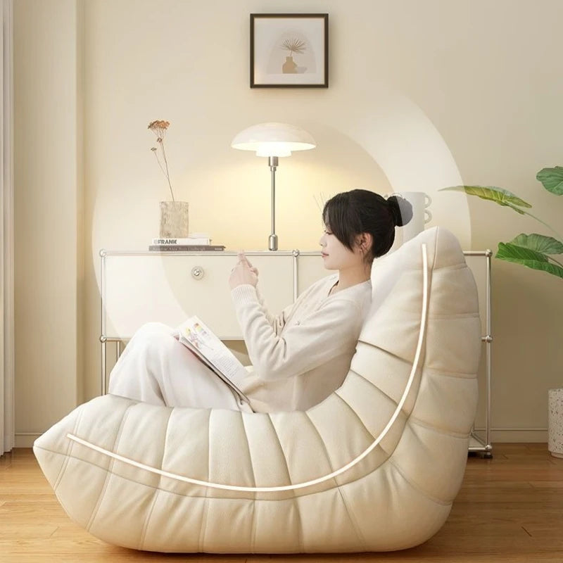 Double Caterpillar Suede Sofa Small Apartment Trendy Bedroom Single Lounging Area Lazy Living Room Tatami Inspired Cozy Design