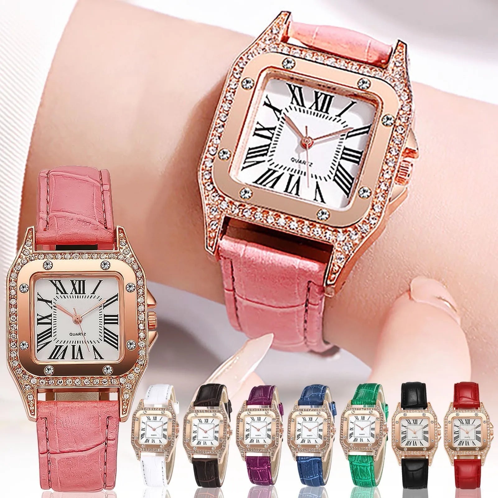 Watch Square Dial Women's Watch Quartz Watch Leather Strap Luxury Quartz Wristwatch Elegant Woman Watch часы женские наручные