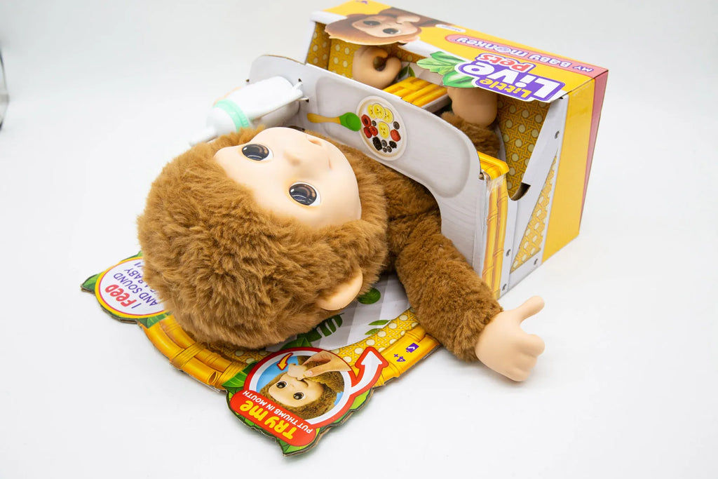 Little Live Pets My Baby Monkey “Mango” | Interactive Electronic Plush Toy with Sounds (Collectible Kawaii Figure)