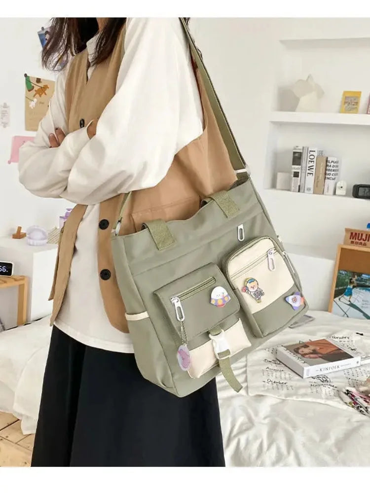 Waterproof Canvas Women Handbags Shoulder Bag Nylon Ladies Messenger Bag Oxford Crossbody Bags Tote Book Bags for Girls Satchels