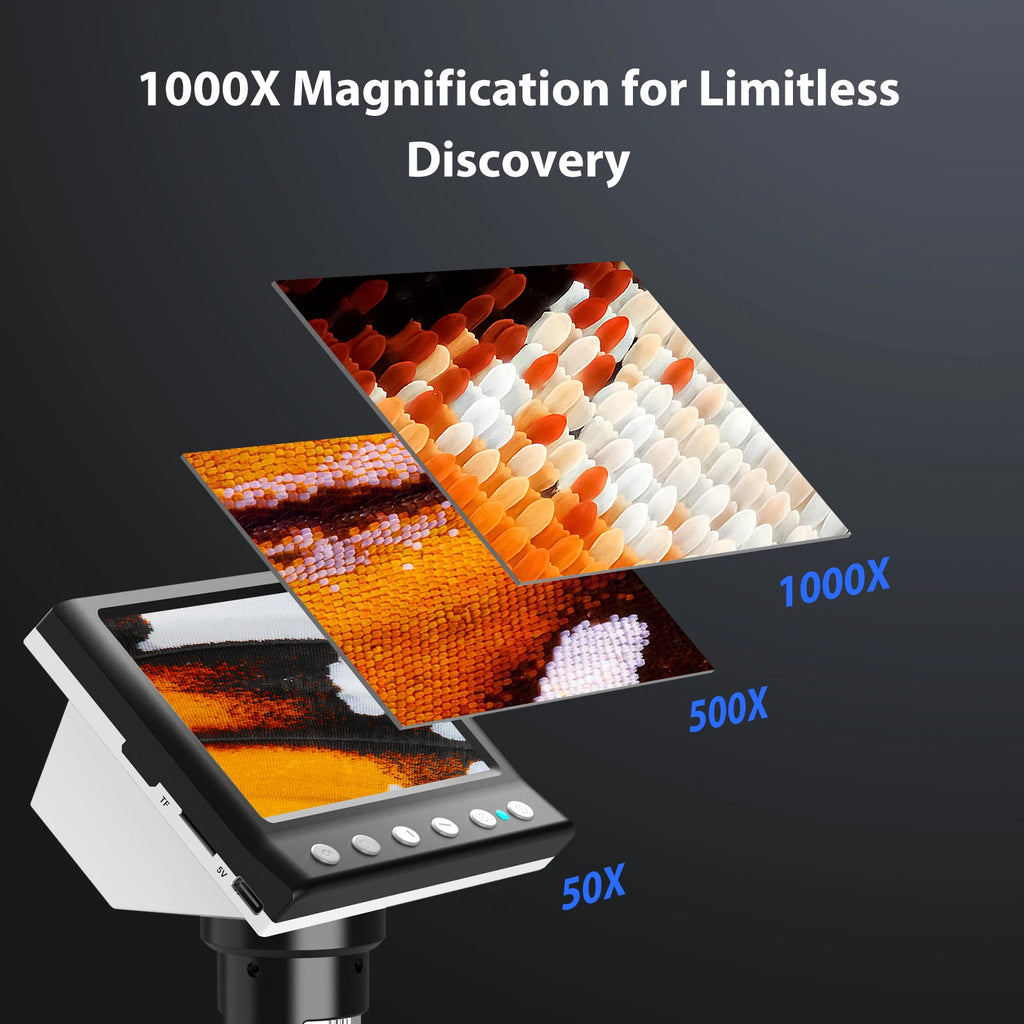 Hayve 4.3" Digital Microscope 1000X (1080P, 8 LEDs, PC View)