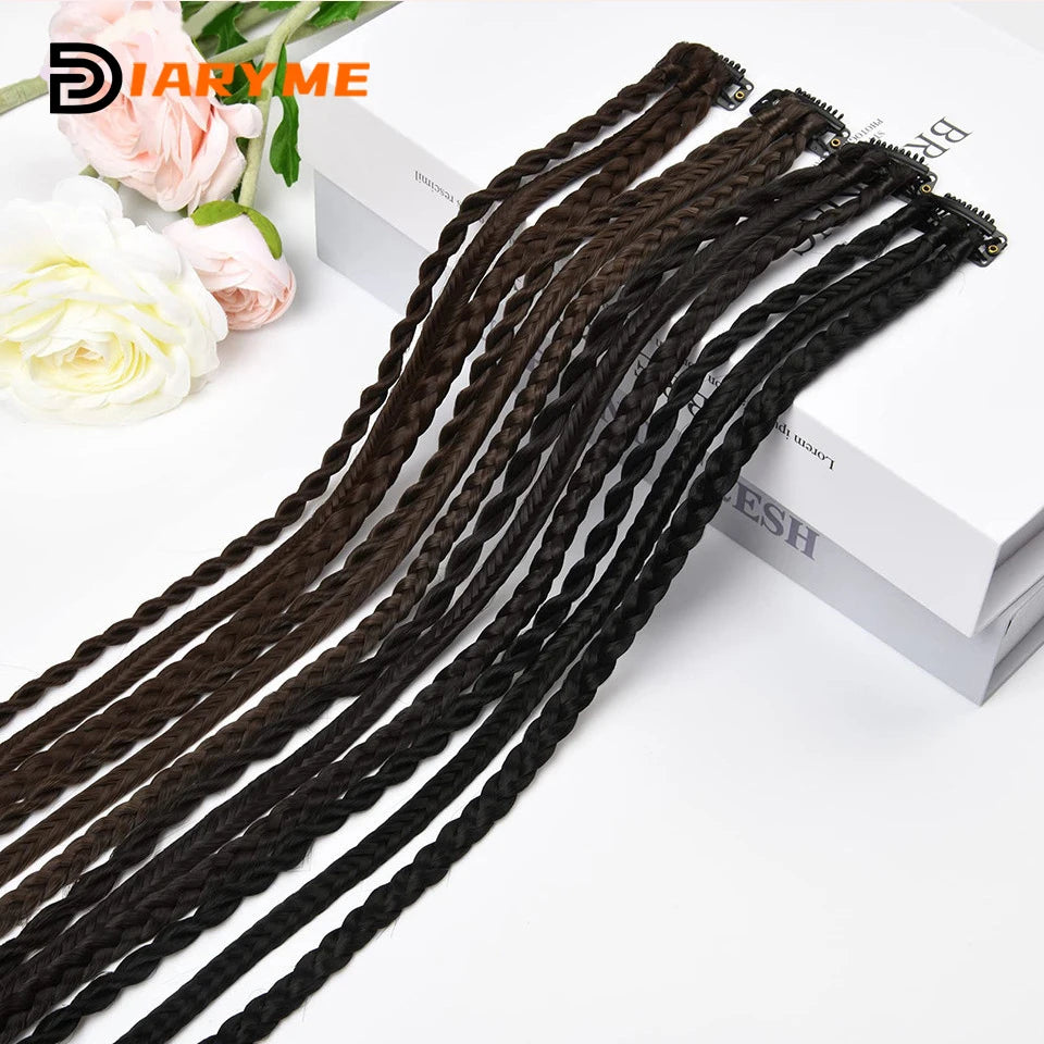 Synthetic Wig Braids With Clip Boxing Braid Dreadlocks Clip In Hair Extension Dirty Braids Boxer Braid Heat Resistat Hairpieces
