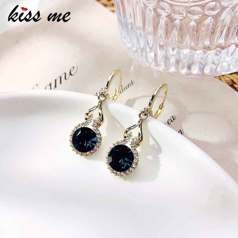 Crystal & Pearl Drop Earrings | Gold-Plated Brass Dangle Jewelry for Women