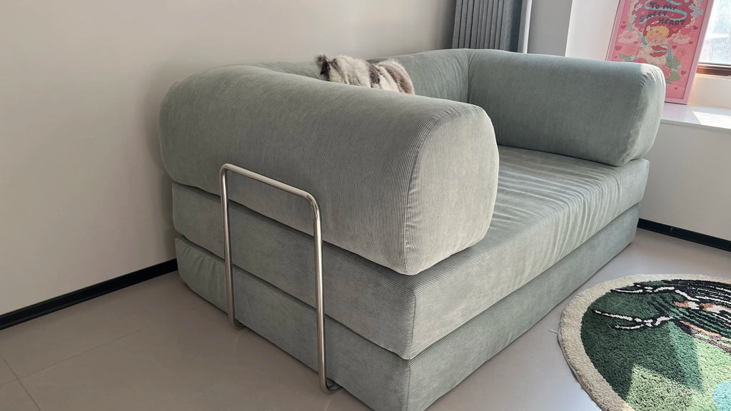 2025 New Elegant Italian Compressed Sofa Minimalist Retro Corduroy Sofa Bed Foldable Washable Customizable for Living Room