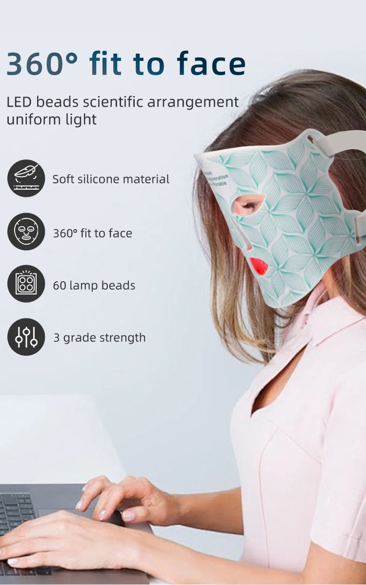 8-Color LED Face & Neck Mask – Red + Near-Infrared Light (USB Rechargeable)