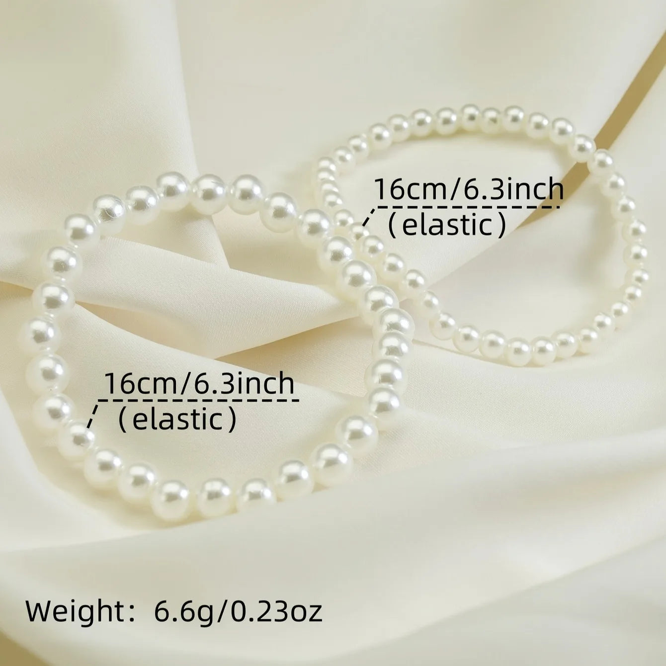 2-Piece Imitation Pearl Bracelet Set | Boho Minimalist Elastic Bracelets for Women