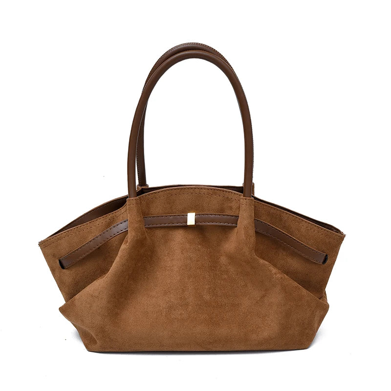 2025 Women Suede Tote Bag with Inner Pocket Underarm Bag Large Capacity Solid Color Satchel Bags for Work Travel Purses Handbags