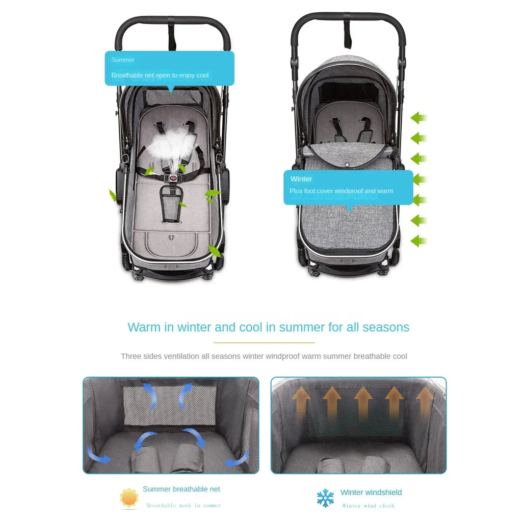 Baby Stroller ,Portable Baby Carriage,Fold Pram,Aluminum Frame High Landscape Stroller,for Newborn Baby trolley car seat