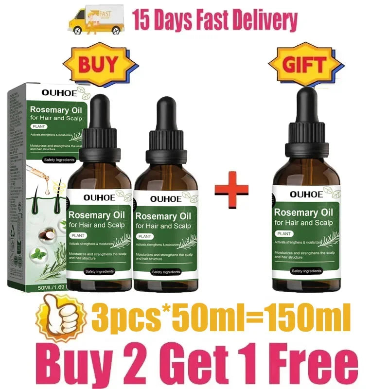 Rosemary + Mint Hair & Scalp Oil – Lightweight Root-Nourishing Blend (50ml)