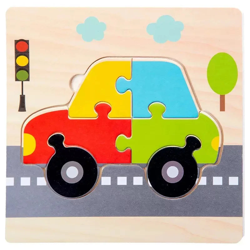 Wooden 3D Puzzles Tangram Shapes Learning Educational Cartoon Animal Intelligence Jigsaw Toys For Children Gift