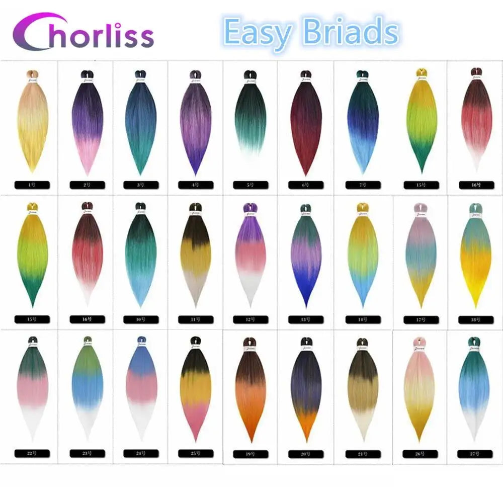 Chorliss Pre-Stretched Jumbo Braids — 24"/26" Synthetic Yaki Ombre (80–90 g, 105 Colors)