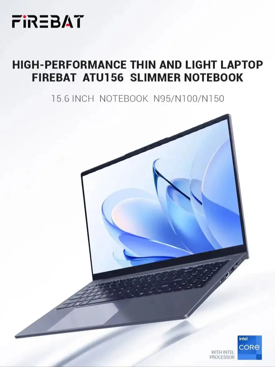 Firebat AT15 Laptop — 15.6″ FHD, Intel N150 (Up to 3.6GHz), 16GB RAM, 1TB SSD, Windows 11 Pro, Backlit Keyboard, Wi-Fi 5