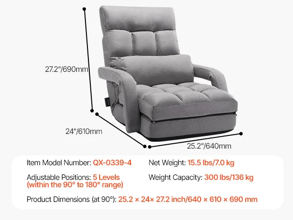 SucceBuy Floor Chair Recycled Foam Folding Sofa Chair Multifunctional Floor Chair with Back Support Ideal for Sleeping Reading