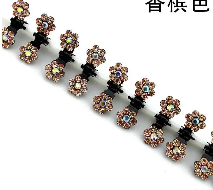 Mini Rhinestone Hair Clips Women Girls Crystal Flower Hair Claws Shiny Metal Hairpins Kids Party Headwear Hair Accessories