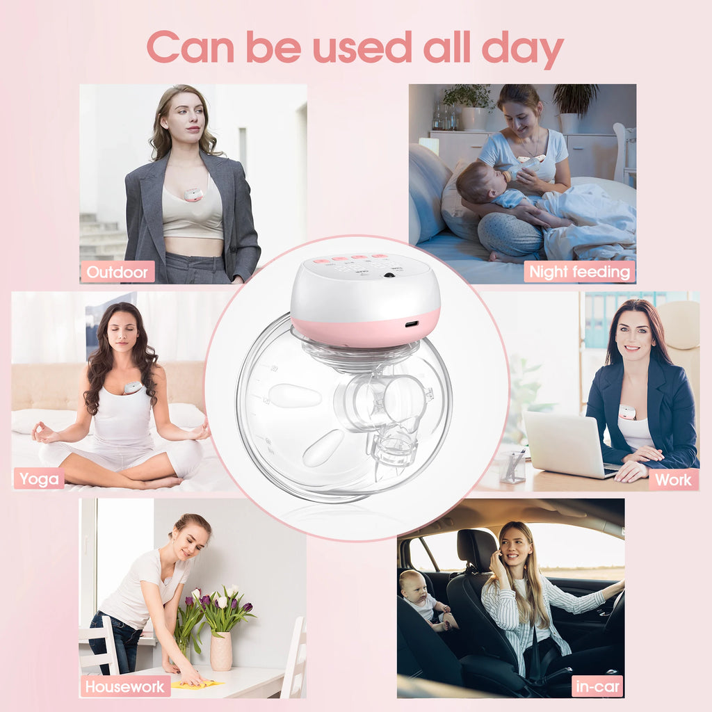 2 Pcs Electric Wearable Breast Pump (Model YM-805) — Silent, Hands-Free, USB Rechargeable (1200 mAh)