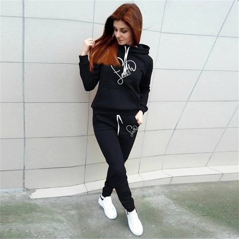 Fall and winter fashion hot new high quality pullover set street loose women's hoodie + sweatpants two-piece set