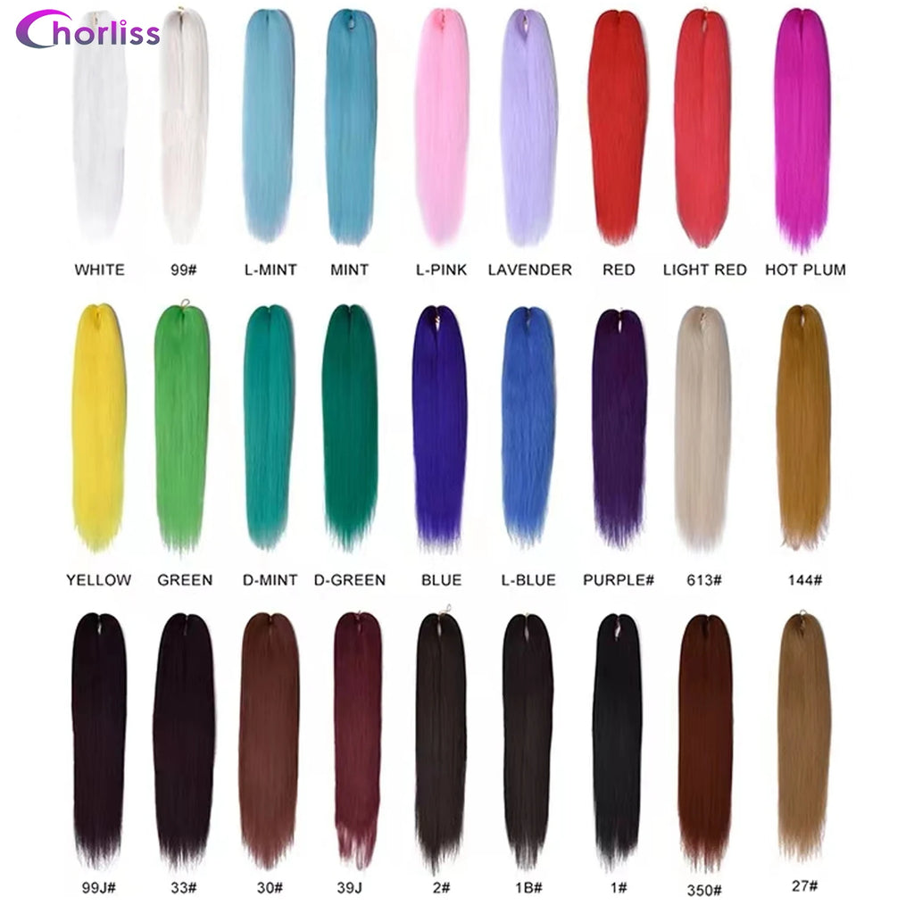 Chorliss Pre-Stretched Jumbo Braids — 24"/26" Synthetic Yaki Ombre (80–90 g, 105 Colors)
