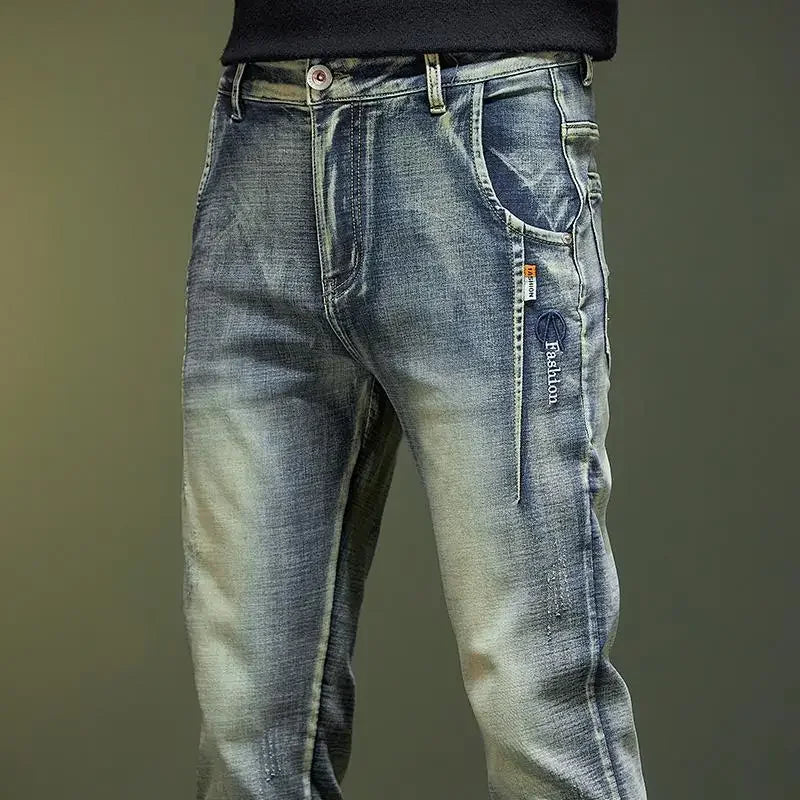 Trousers Work Wear Male Cowboy Pants Tapered Men's Jeans Spring Autumn with Pockets Y2k Vintage Goth Clothing Luxury Regular Xs