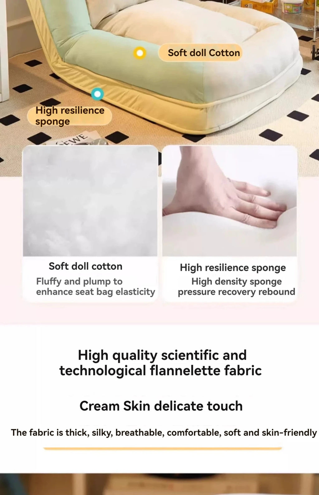 Human dog bed, lazy sofa, can lie down and sleep, internet celebrity tatami, foldable balcony, bedroom, small sofa,lounge chair