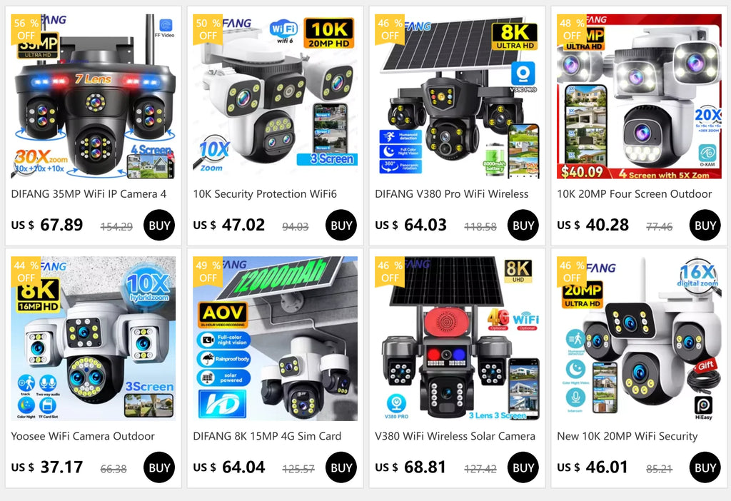 10K 20MP External IP Camera WiFi Surveillance Outdoor Four Lens PTZ 10X Optical Zoom CCTV Security Protection New