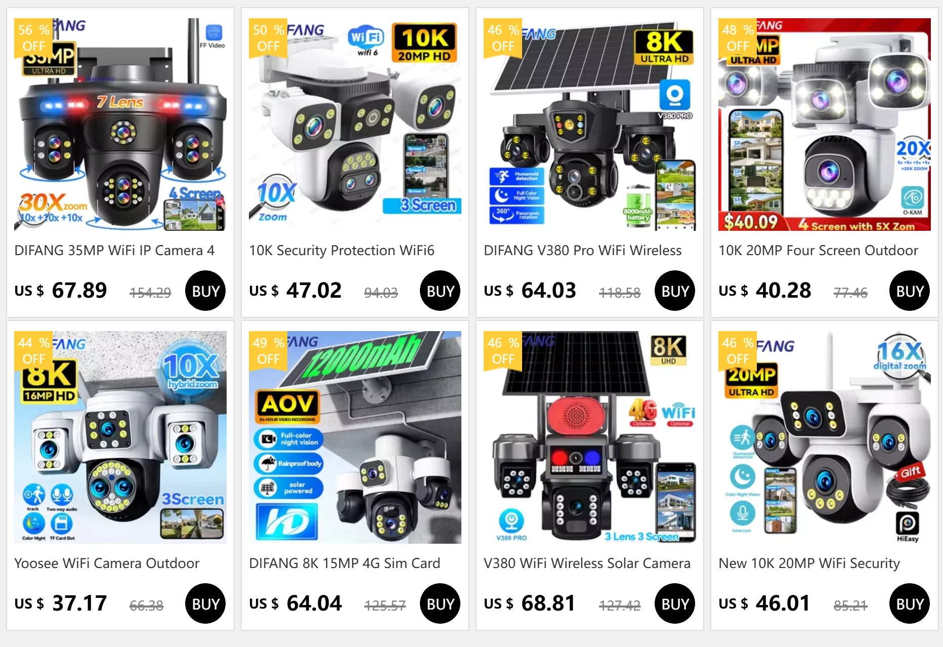 10K 20MP External IP Camera WiFi Surveillance Outdoor Four Lens PTZ 10X Optical Zoom CCTV Security Protection New