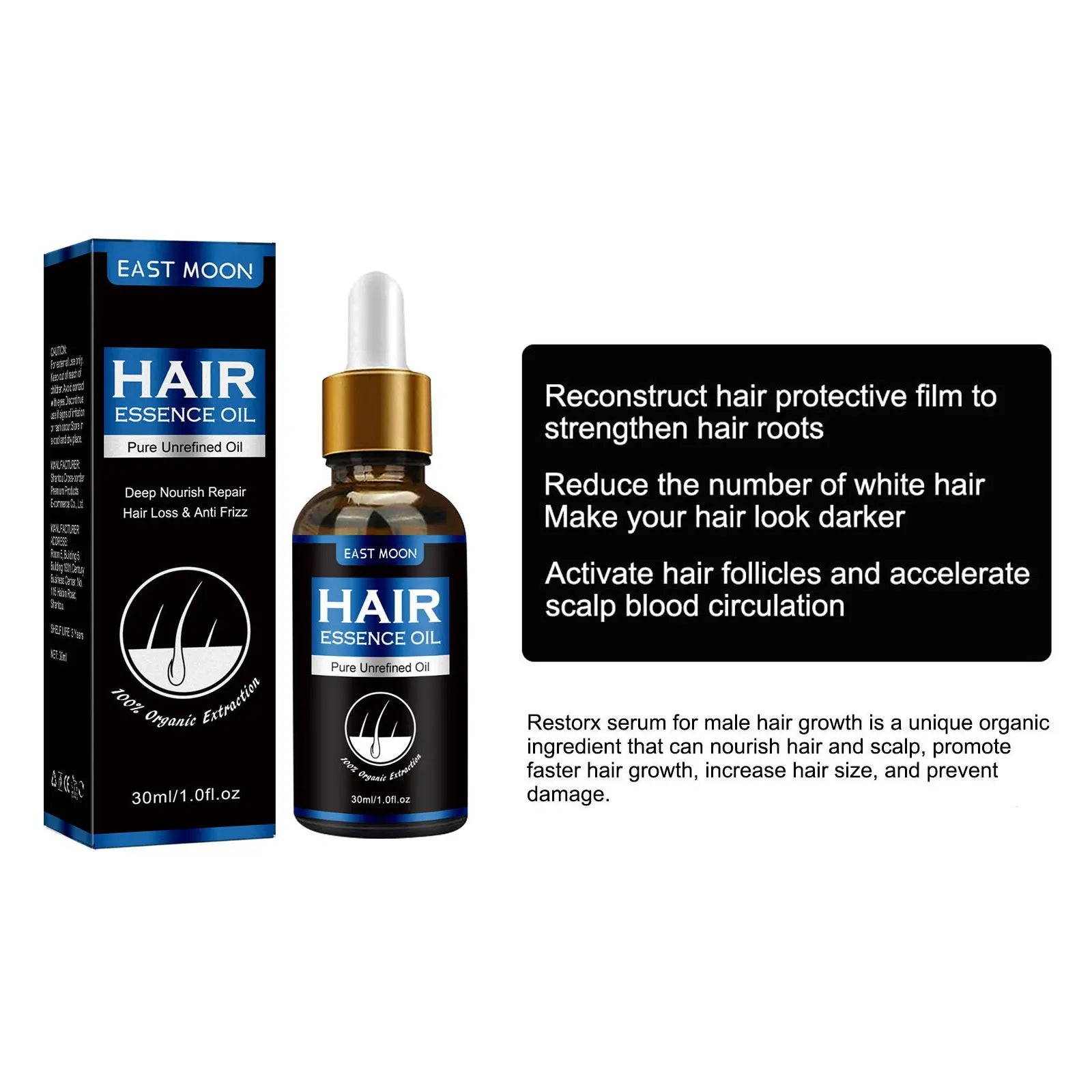 East Moon Vitamin E Hair Growth Oil – 30ml Hair Regrowth & Root-Strengthening Serum for Men