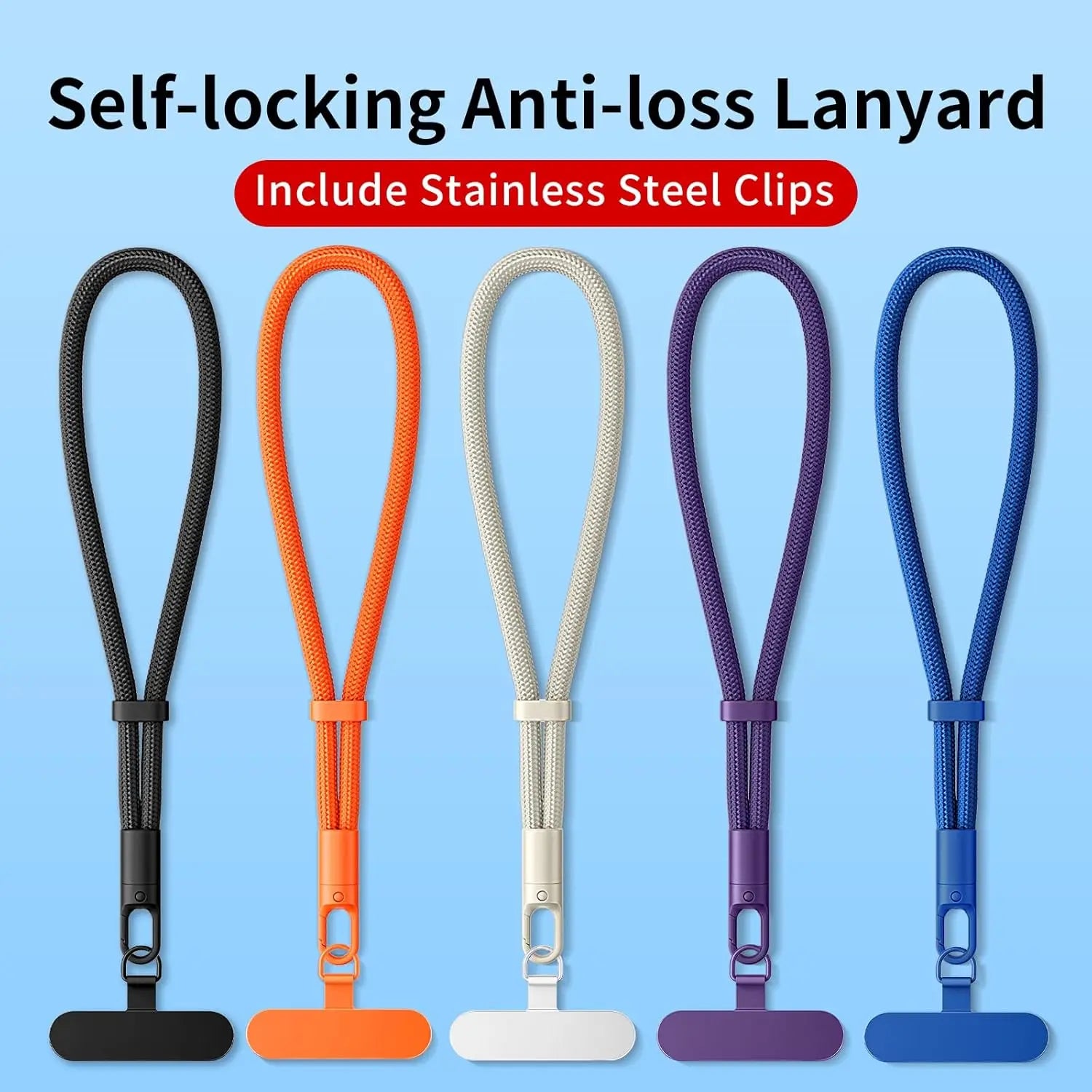 Universal Adjustable Mobile Phone Lanyard Short Wrist Strap with Self-locking Anti-drop Design Durable Polyester Phone Strap