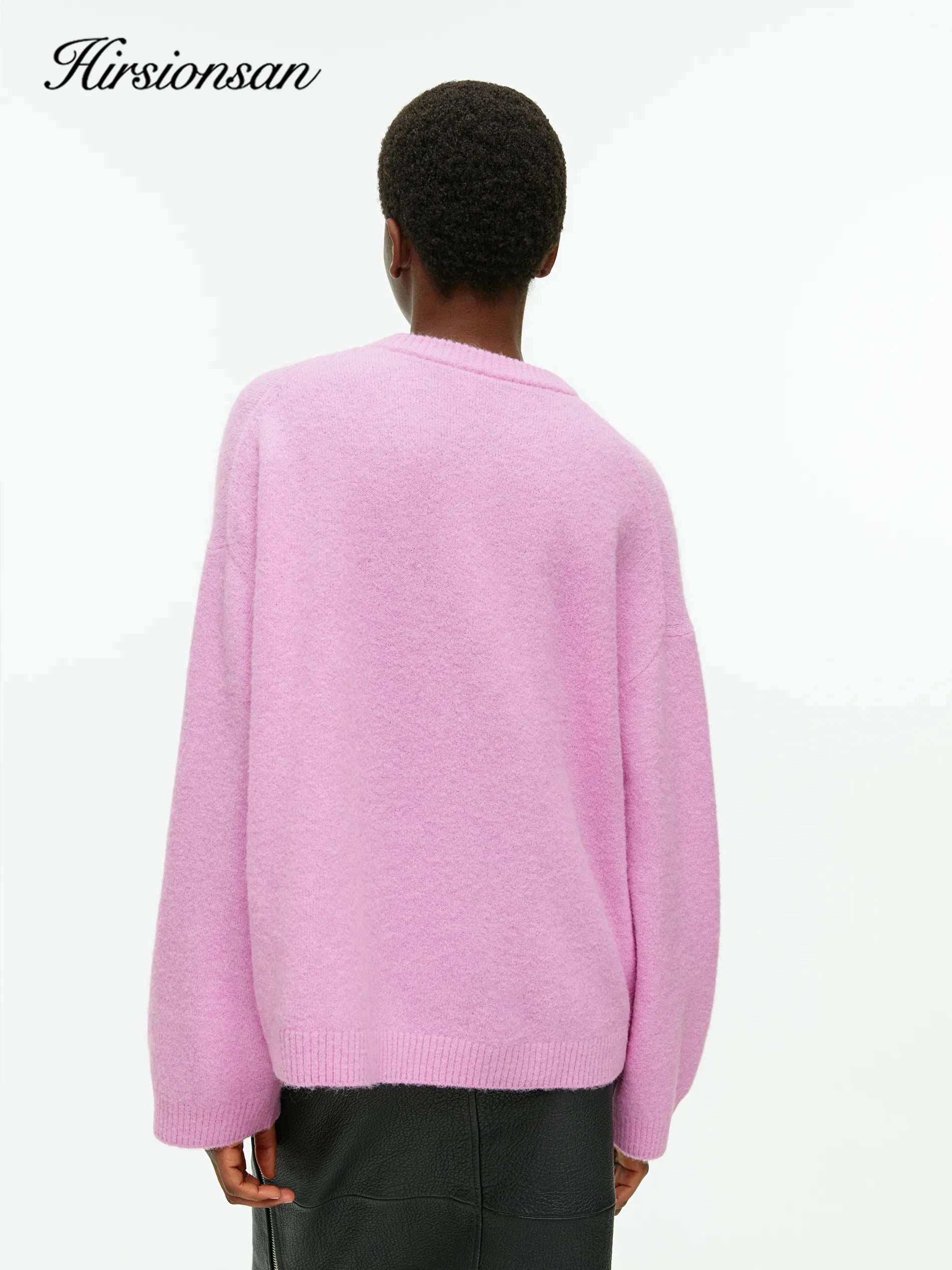 Hirsionsan Women’s Lantern Sleeve Knit Sweater – Oversized Thick Pullover, Cozy O-Neck Casual Top (2025 New Arrival)