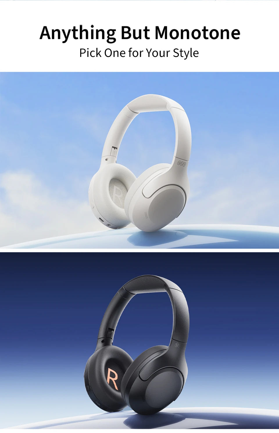 QCY H3 Lite ANC Wireless/Wired Headphones (BT 5.3, 60H)