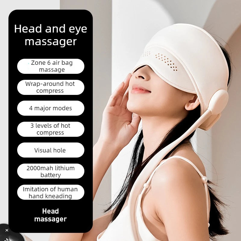 Graphene Heating Head Massager – Air Pressure & Eye Hot Compress for Relaxation & Better Sleep Relax Improve Sleep Stress Relief