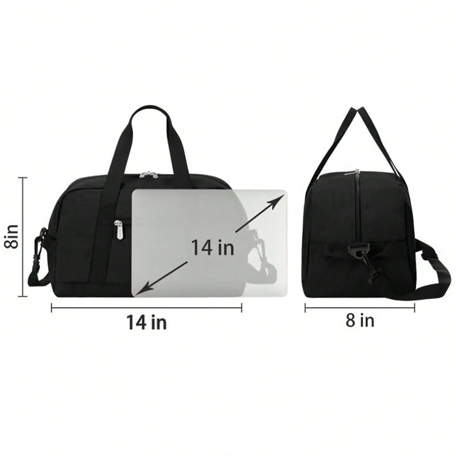 Fitness bag, handbag crossbody bag,luggage bag, lightweight multi compartment,double zipper design,suitable for overnight travel