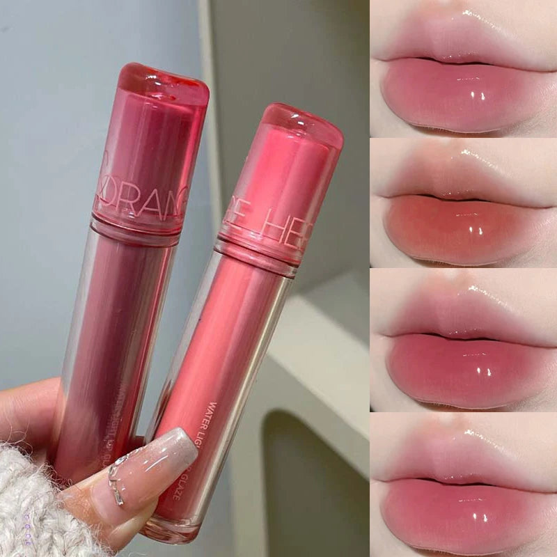 Pink Mirror Crystal Lip Gloss Makeup Water Glass Lip Glaze Plumping Waterproof Jelly Lip Tint Lipstick Moisturizing Beauty Lips