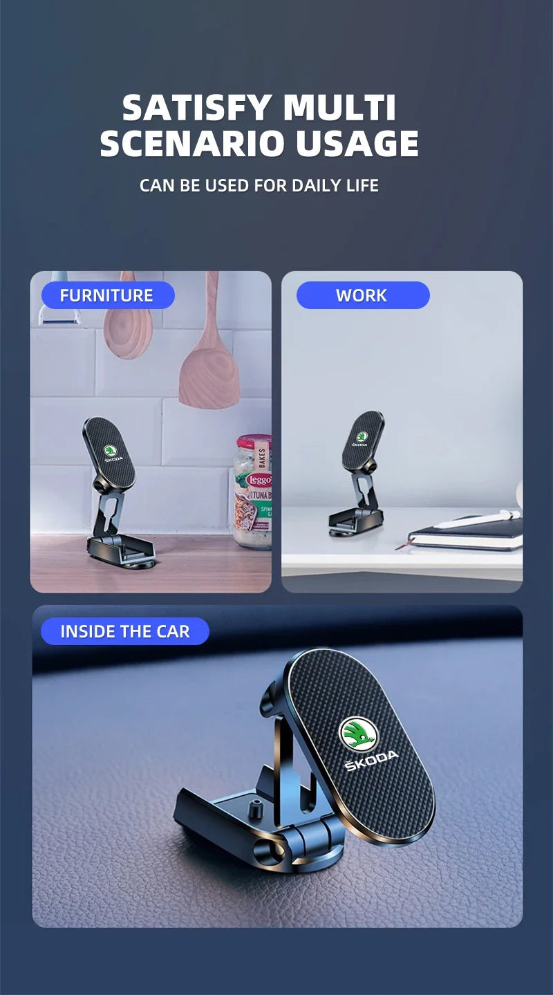 Magnetic Car Phone Holder Foldable Phone Stand For Skoda Octavia MK2 MK1 2 3 A5 A7 A8 Fabia Karoq Superb Rapid Kamiq Scala