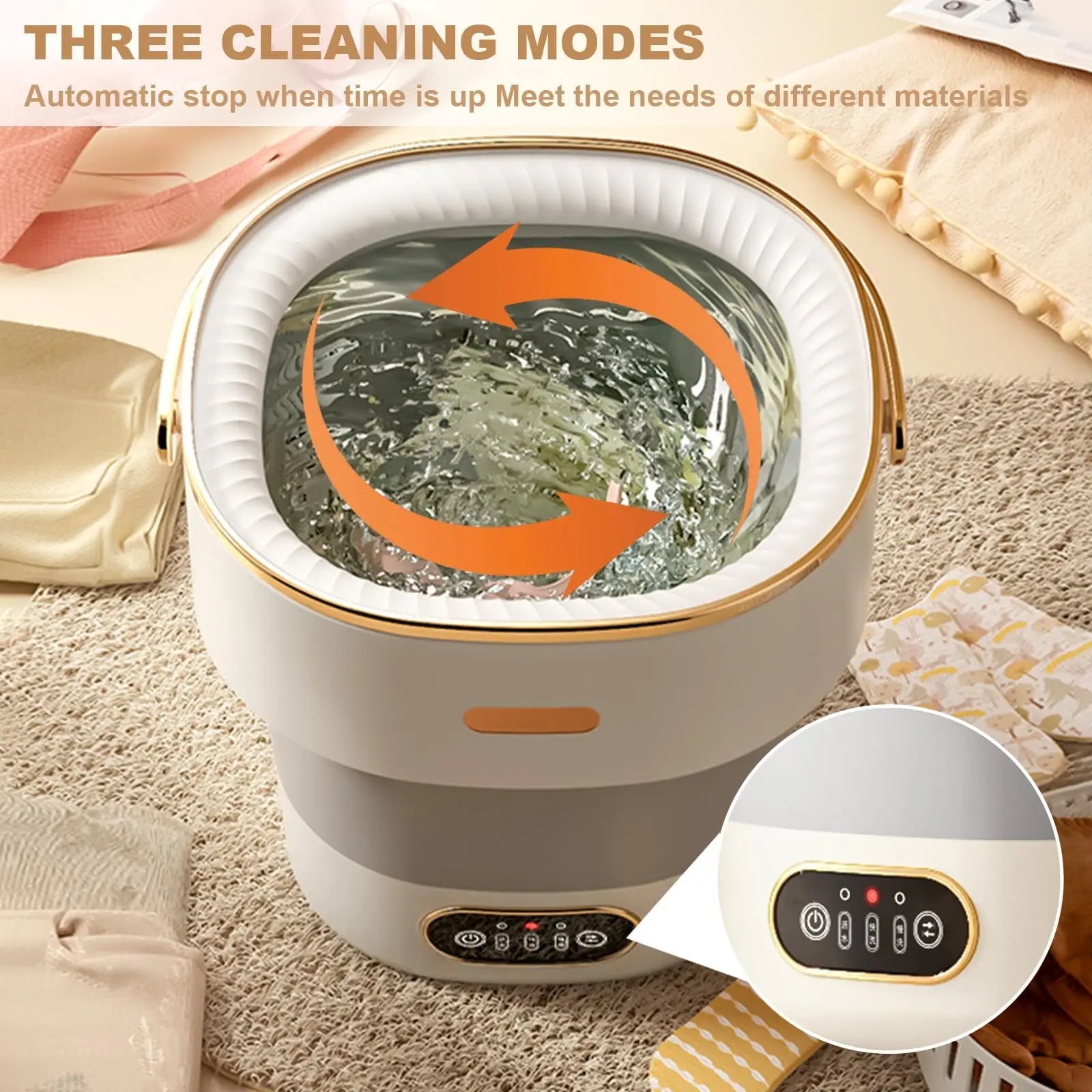 12L/13L Portable Folding Washing Machine With Spin Dry & Blue Light 3 Modes Quiet Compact Washer For RV Dorm Camping Travel