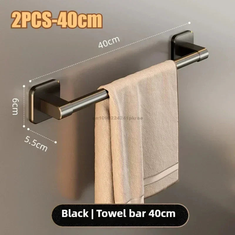 6pcsBathroom Towel Rack Towel Holder Self-adhesive Bathroom Towel Rack Hooks  Bathroom Shelf Without Drilling Towelrack Bathroom
