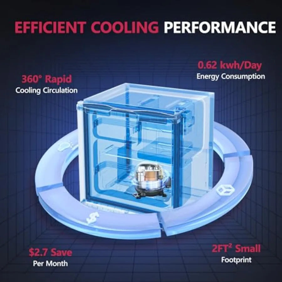 1.7 Cu.Ft Mini Fridge with Freezer Single Reversible Door Compact Refrigerator Adjustable Thermostat Energy Saving Mini Fridge