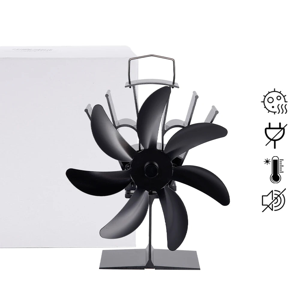 7 Blades Stove Fan Heat Powered Fireplace Fan Log Wood Burner Aluminum Alloy Eco-Fan Quiet Home Warm Efficient Heat Distribution