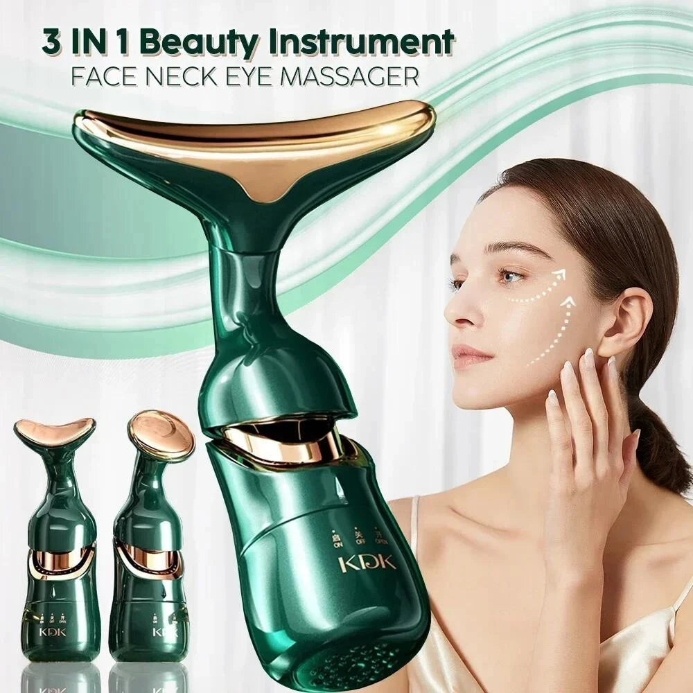 HOMEFISH 3 In 1 Facial Lifting Device Neck Facial Eye Massage Face Slimmer EMS Beauty Skin Tightening Wrinkle Anti Face Massager
