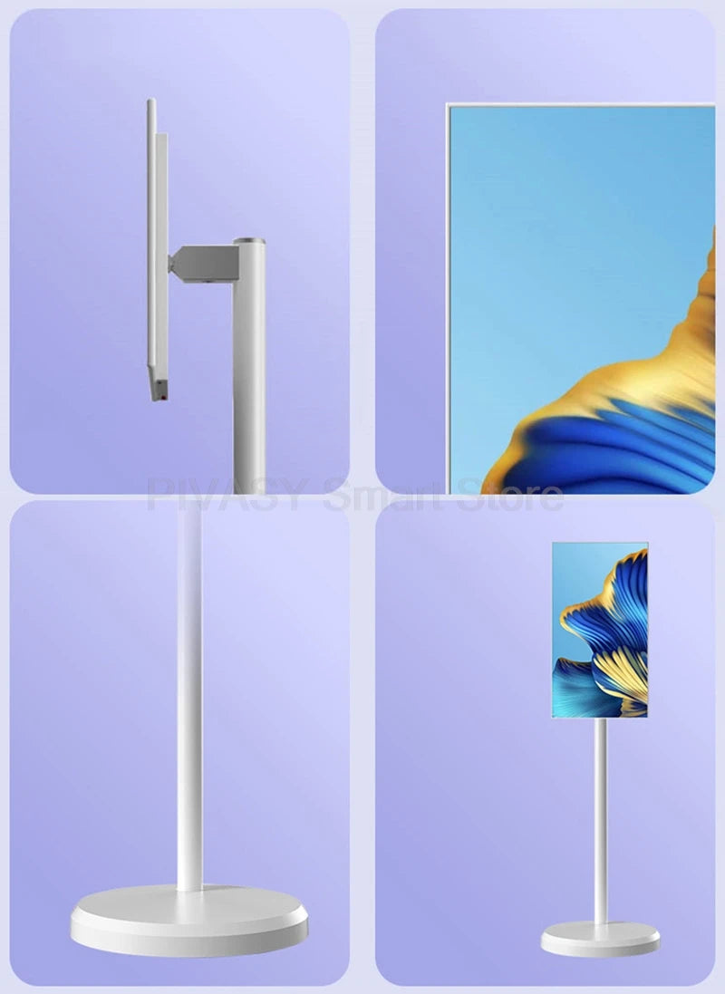 21.5 Inch Tablet Smart TV on Wheeled Stand Android 11 6000mAh Battery Inbuilt 8-core Rotatable Screen Movable for Outdoor Live