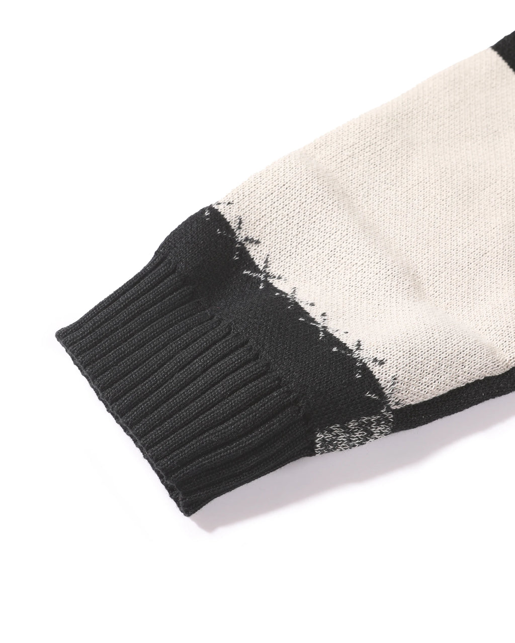 Men's Autumn and Winter Cardigan Sweater, Black-White-Gray Plaid Color Block, Casual and Versatile Knitted Jacket