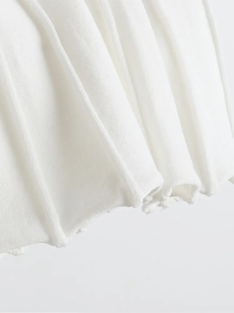 Ribbed Knitting A-line Short Dress Chic Elegant Slim Summer Dress 2025 Short Sleeve Round Neck Fashion New Dresses Vestidos