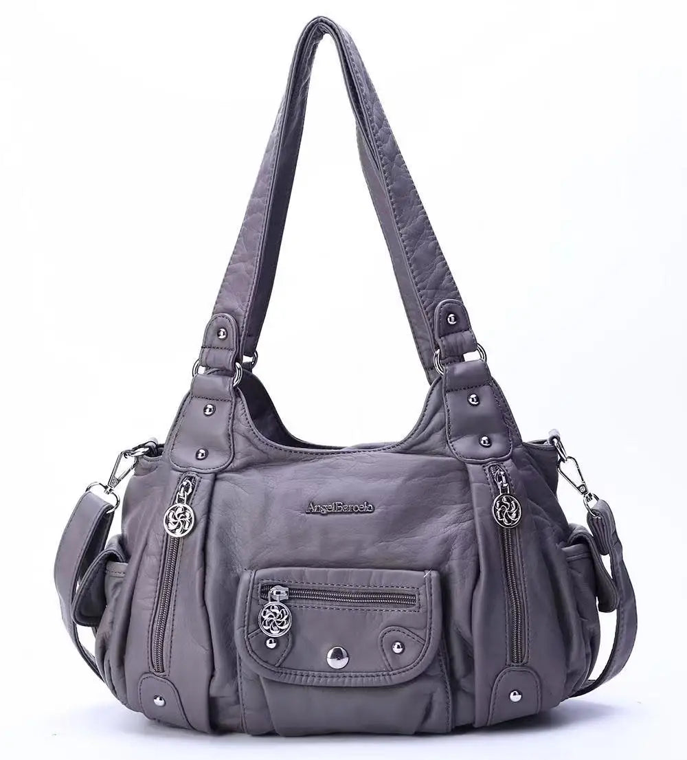 Women Handbags Satchel Top-handle Handbag Small PU Shoulder Bag 12.5”x4.4” Dumpling Pack Multi-pockets Shoulder Bags