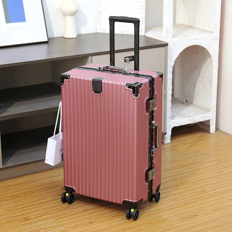 Luggage Suitcase Aluminum Frame 20 Trolley Case Universal Wheels 24 Female Male Students 26 Durable Password 28inch Leather Case