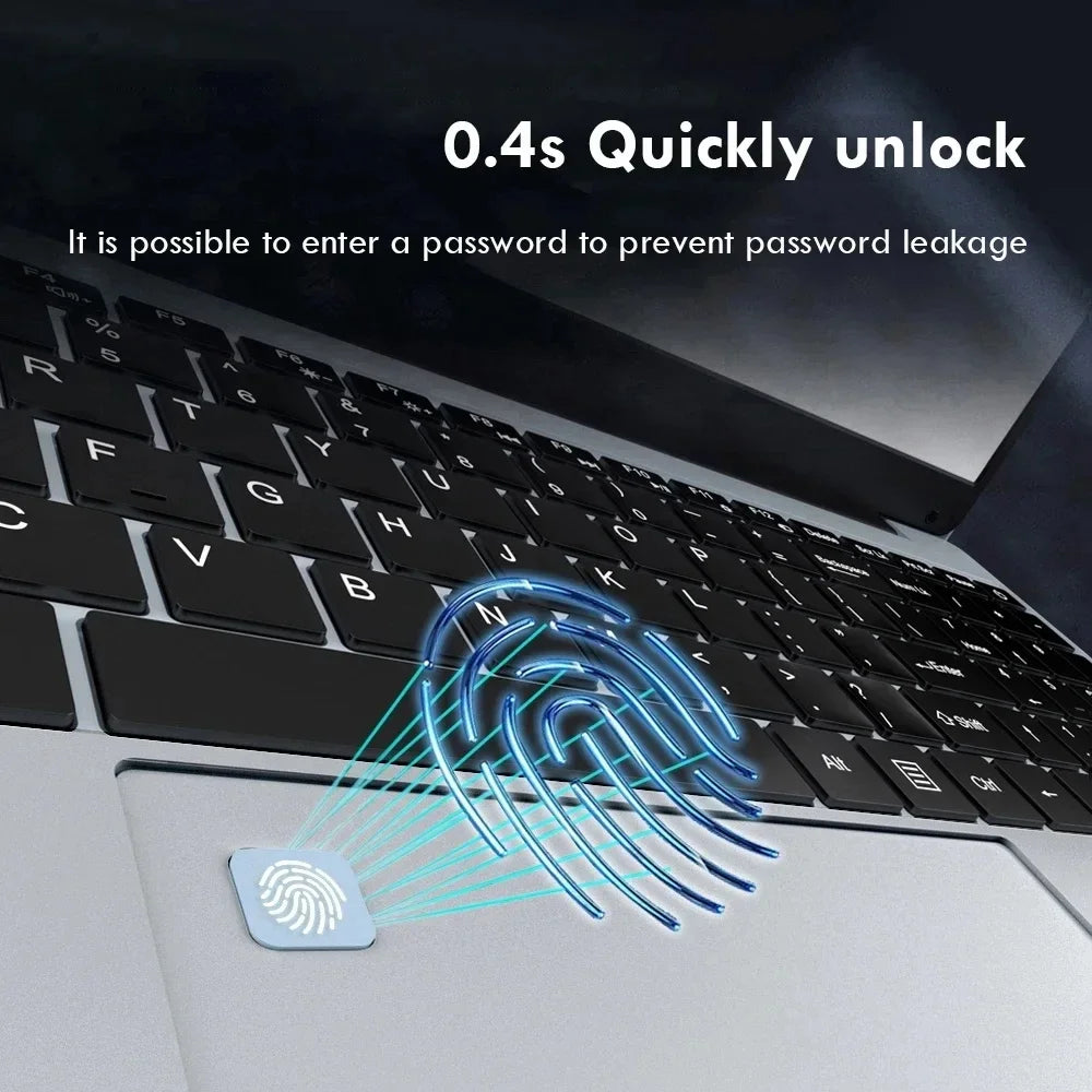 Erilles 15.6″ Laptop — Intel Celeron N4000, 16GB DDR4 RAM, 1TB SSD, Fingerprint Unlock, Full HD 1080P, Windows 11 Pro