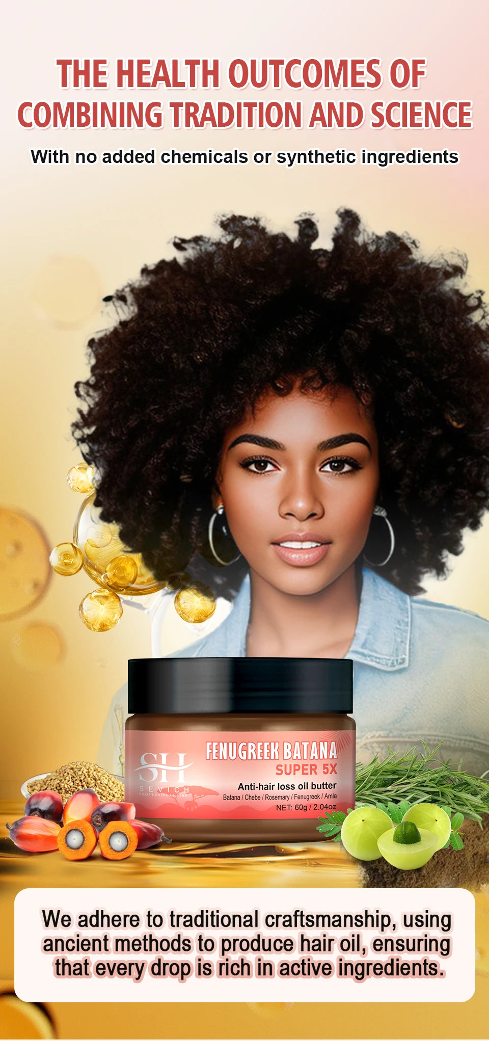 Sevich Batana Super 5X Hair Growth Set – Chebe Butter Hair Mask & Herbal Regrowth Oil (Batana, Rosemary, Fenugreek, Amla, 40ml + 60g)