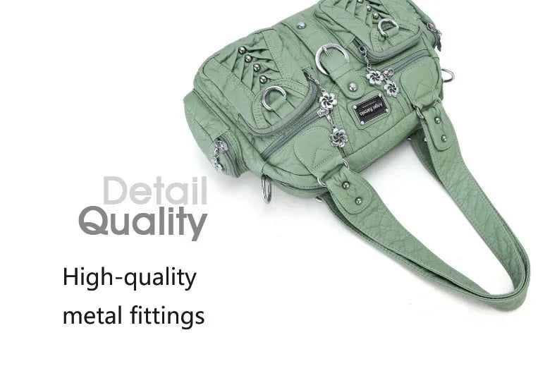 Angel kiss Women Handbags Satchel Top-handle Handbag PU Shoulder Bag Roomy Pocket  Pack Multi-pockets Shoulder Purse Bags