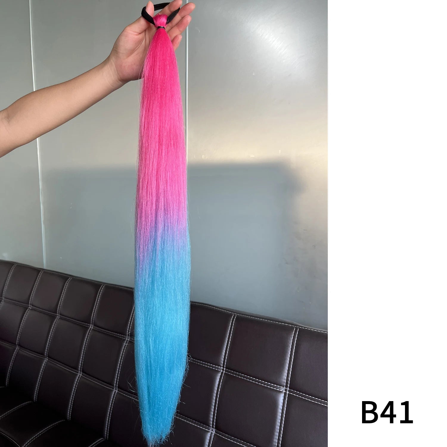 Synthetic Purple Ponytail Extension with Rubber Band Long Straight DIY Braided Pony Tail Hairpiece Women Hair Accessories