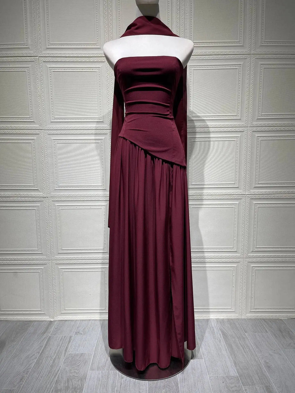 Giyu Sexy Evening Party Dresses Women 2025 Autumn Summer Maxi Long Dress Elegant Strapless Split Backless Pleated Dress