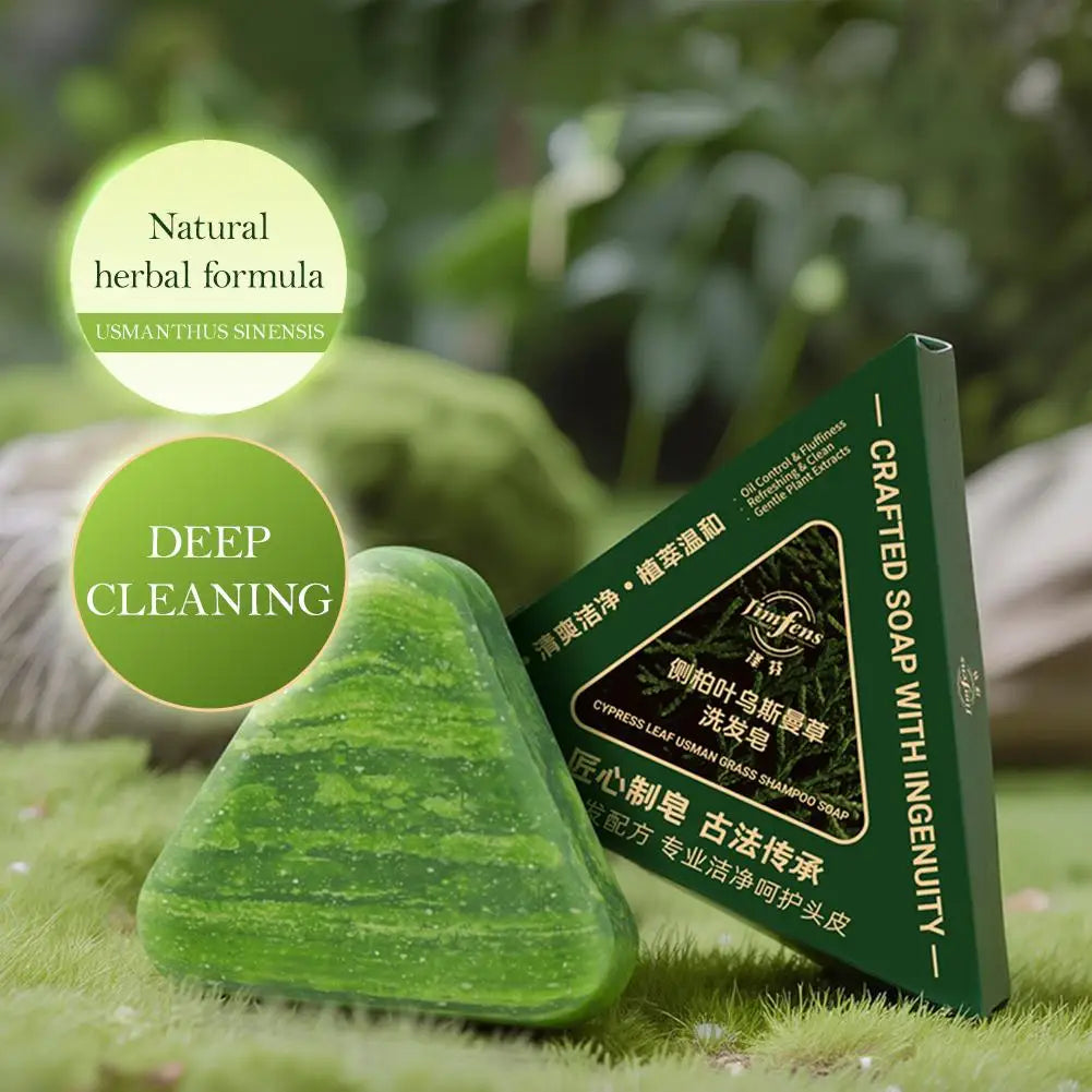 Natural Herbal Shampoo Soap Brand Usman Grass Hair Nourishing Strengthens Roots Controls Oil Cleanses Scalp Plant Handmade Soap
